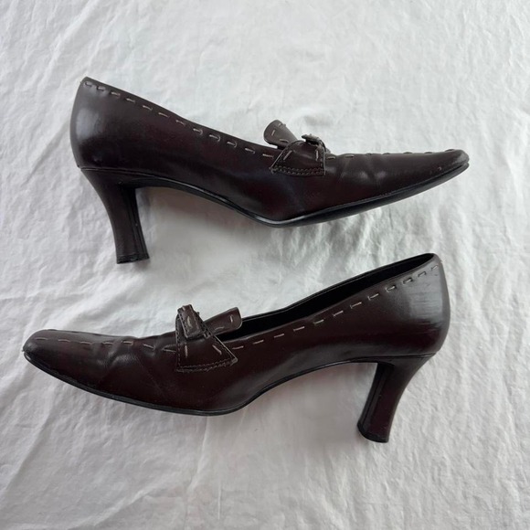 Lauren Scott Shoes "Blake" Style Tassels Bold Stitching Dark Brown 9M Twee Y2k - Picture 4 of 8